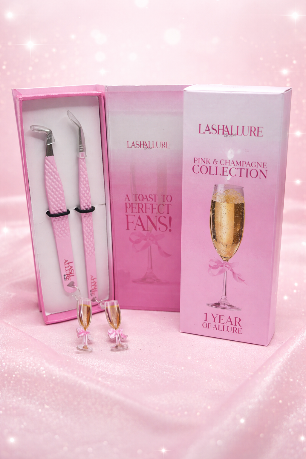 1 Year Pink Champagne Tweezer Duo
